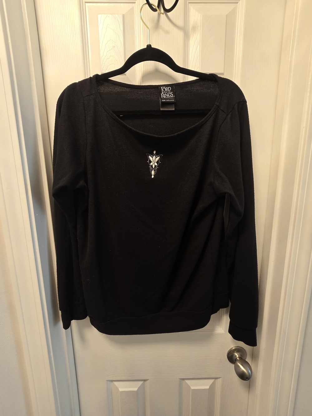 Her Universe Black Scoop Neck Sweater with Embroidered Elven Motif